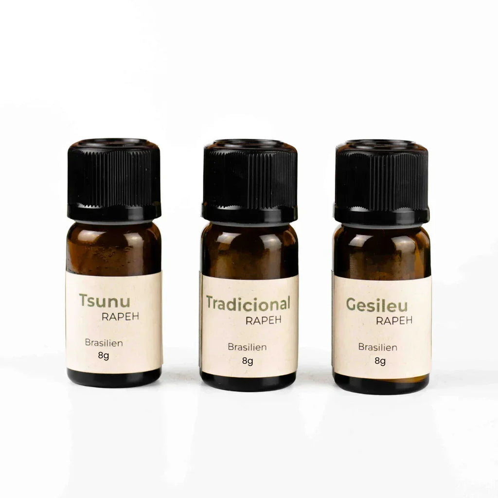 Rapeh, Rapè, 3er Set, Tsunu, Tradicional, Gesileu, Schamanischer Schnupftabak, Rapeh aus Brasilien, Hape, Rapé aus Brasilien traditionell