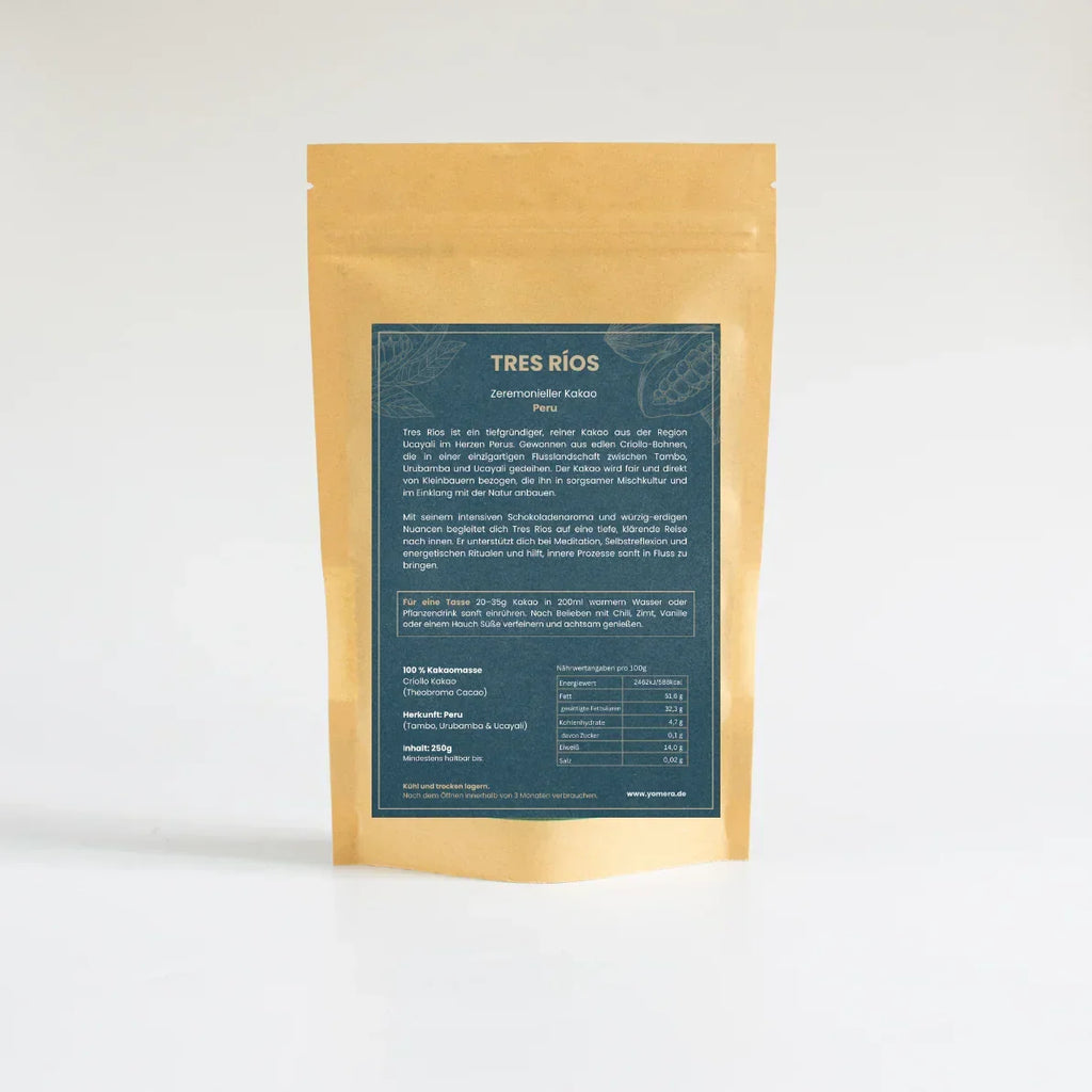 Zeremonieller Kakao, La Columbiana – feiner zeremonieller Bio Kakao aus Kolumbien. Eine harmonische Mischung aus Criollo und Trinitario Bohnen aus Juanjuí, mit mild-fruchtigem Aroma. Direkt und fair von Kleinbauern bezogen, ideal für Rituale, Meditation und tägliche Kakaozeremonien – erdend, sanft herzöffnend und belebend.