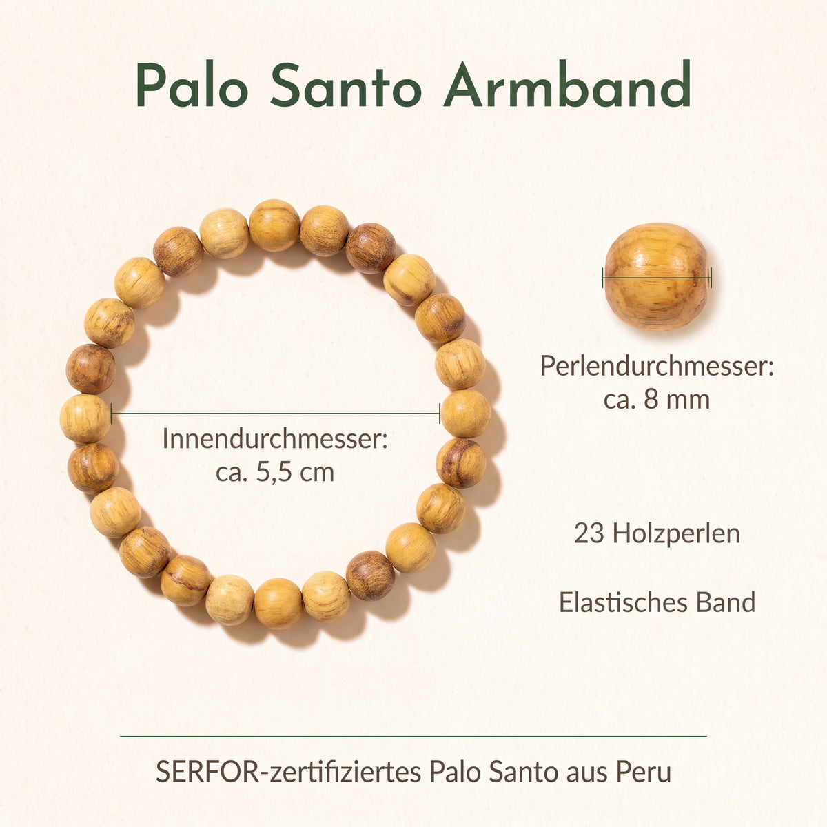 Palo Santo Armband, natürlicher Holz Schmuck aus Peru