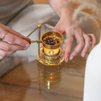 Räucherstövchen verstellbar Messing in gold mit Sieb zum räuchern mit Kerze