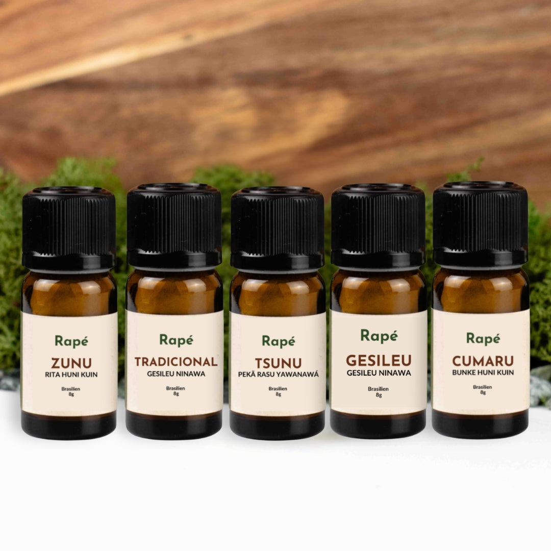Rapeh, Rapè, Hapé, 5er Set, spare 15% im Set, Zunu aus Brasilien, Rita Huni Kuin, Cumaru, Rapé aus Brasilien, 8g, im Glas wiederverschließbar, traditionelles rapé, schamanischer Schnupftabak, Spare 15% im Rapé Set