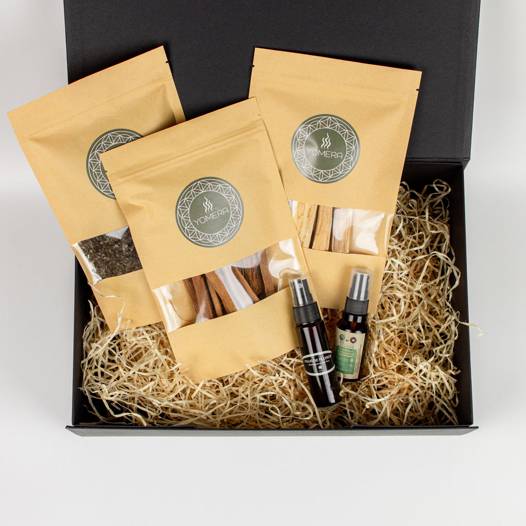 YOMERA Geschenkbox Jungle Box Geschenk Wayusa Catsclaw Palo Santo Agua de Florida Chilcuague